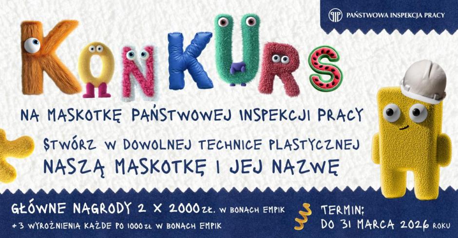 Plakat konkursowy na maskotkę PIP